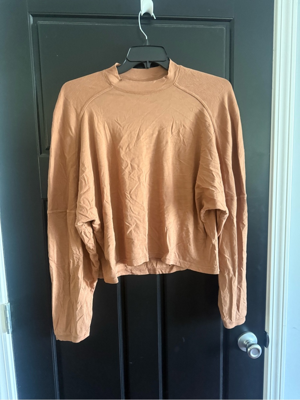 Aerie Crop Pullover Sweater in a light ochre